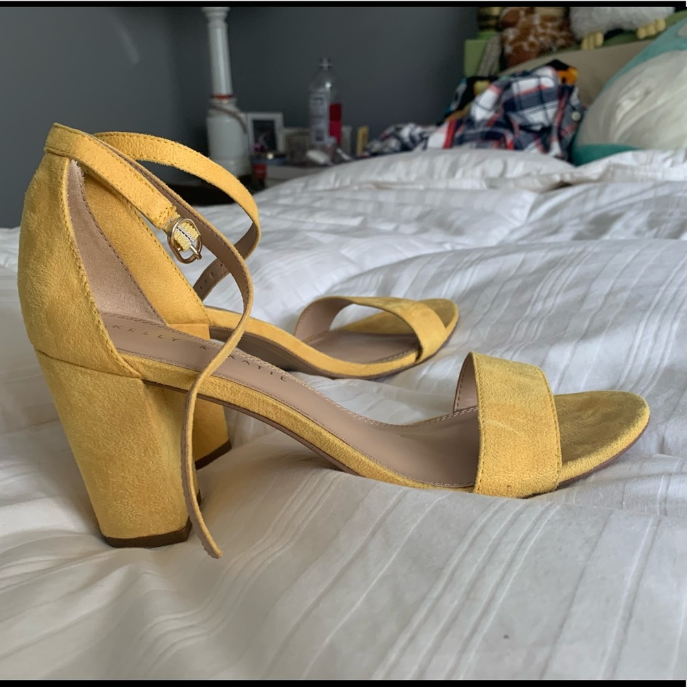 Yellow suede heels